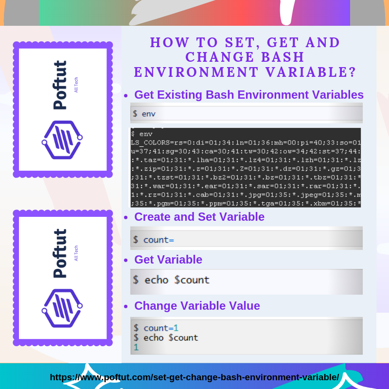 How To Set, Get and Change Bash Environment Variable? Infografic