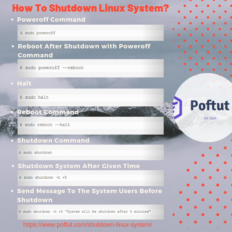 How To Shutdown Linux System Infografic