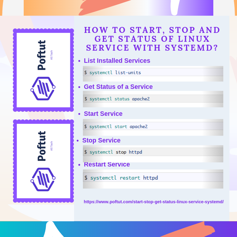 How To Start, Stop and Get Status of Linux Service With Systemd? Infografic