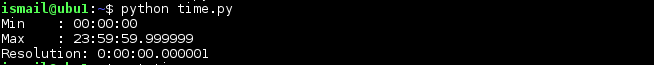 Time Object Minimum and Maximum Values
