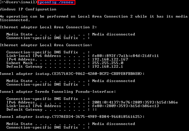 Renew IP Address