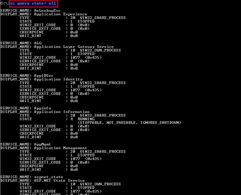 List All Services