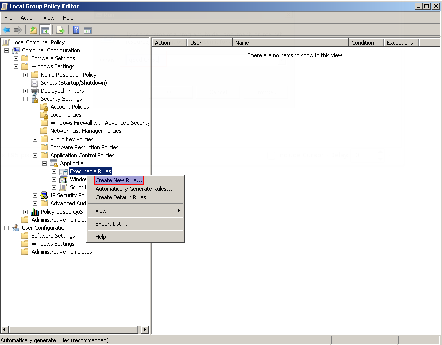 Open Create New Rule Form