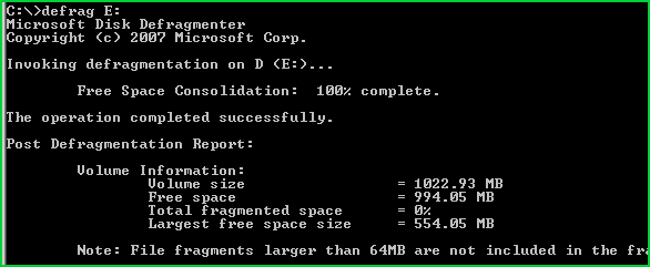 Perform Defrag To A Volume