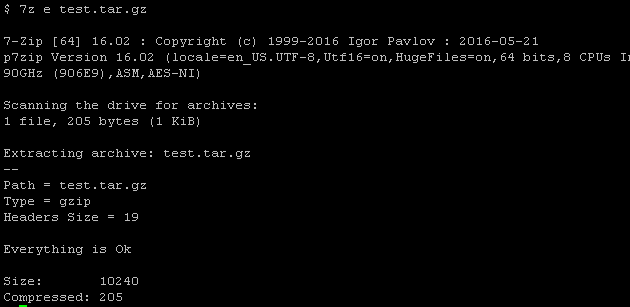 Unzip with 7z
