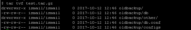 List tar.gz Contents