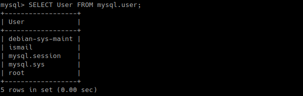 List Existing Database Users