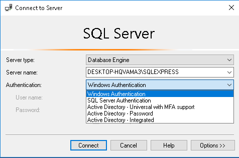 SQL Server Authentication Types