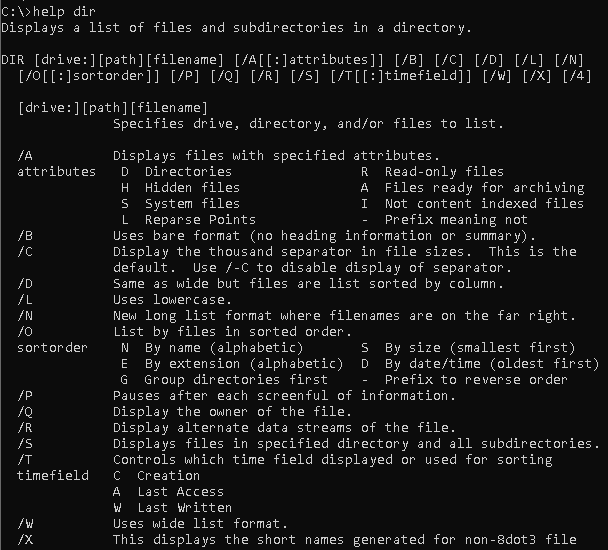 Help For Specific Command