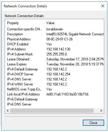 Network Connection Details