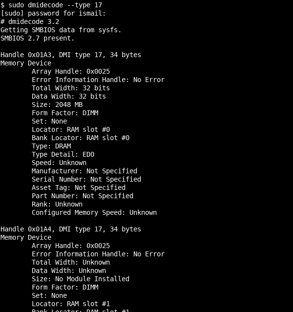 Getting Information With dmidecode