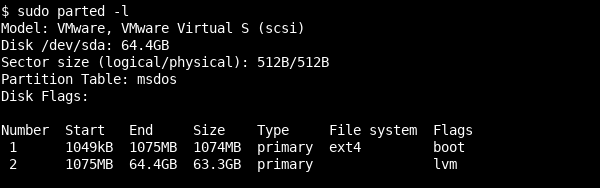 List Partitions with parted