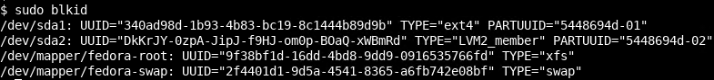 List Partitions with blkid