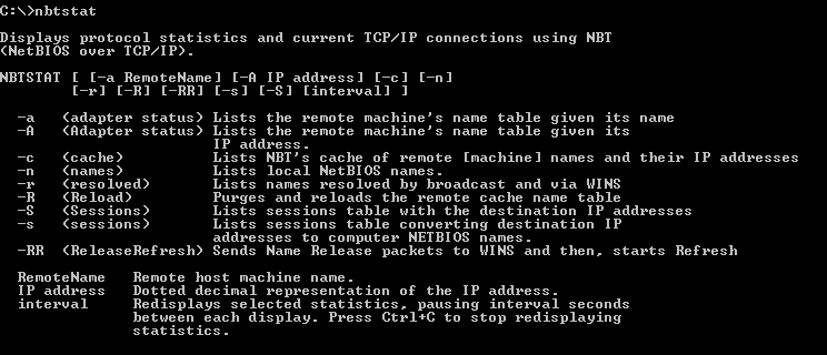 nbtstat Help