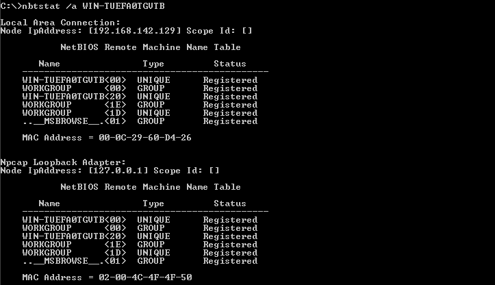 List NetBIOS Name Table Of Given  Remote Computer Name