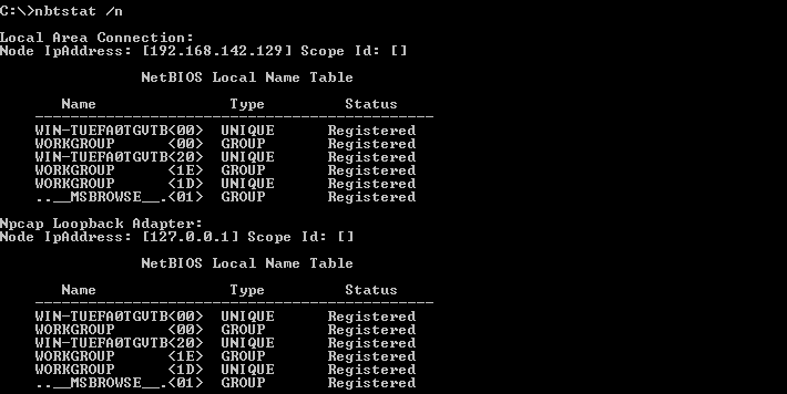List NetBIOS Name Table Of Local Computer