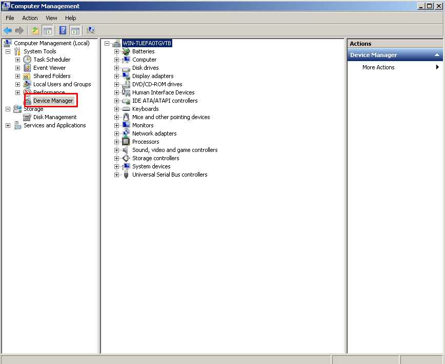 Open From Computer Management Console