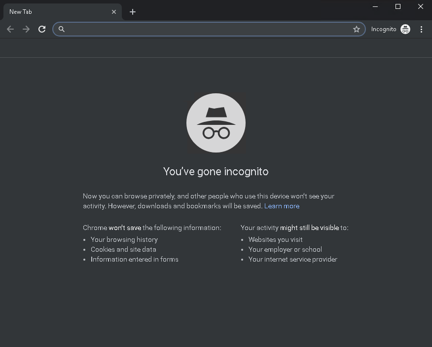 Google Chrome Incognito Mode