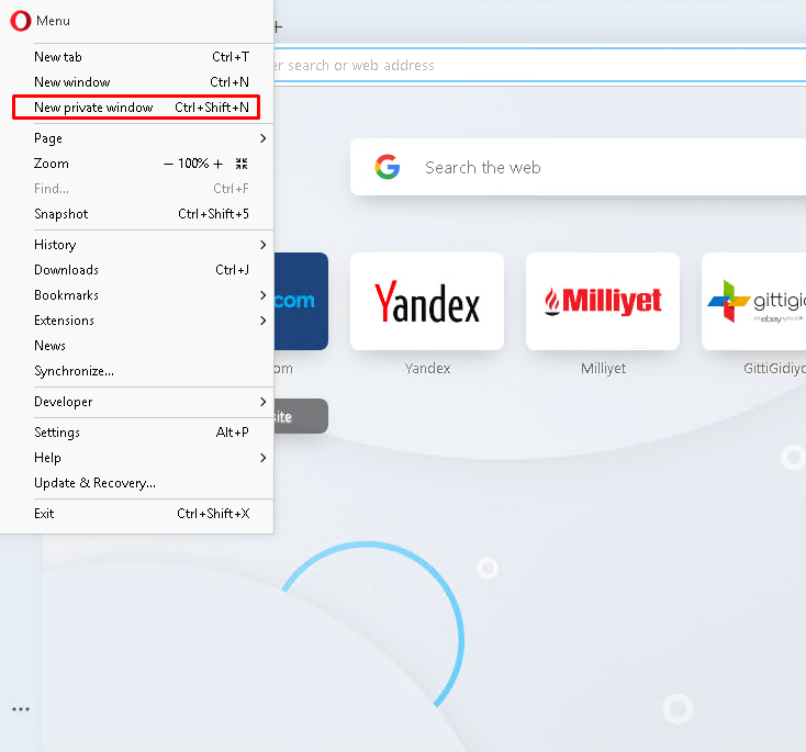 Start Opera Incognito Mode In Windows, Linux
