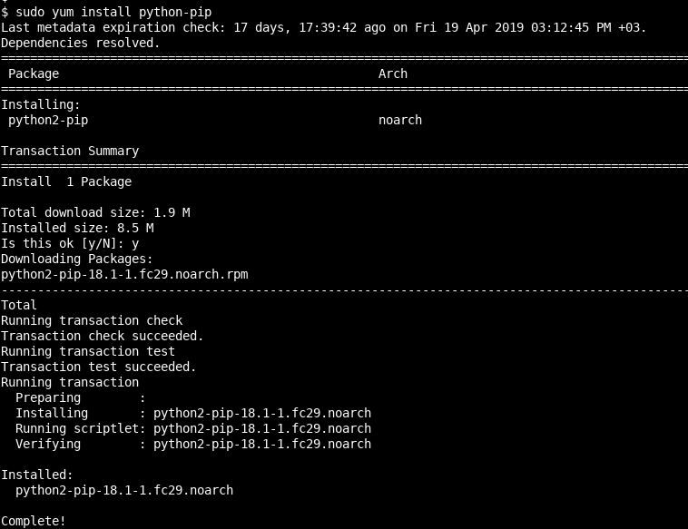 Install For Python 2 On Fedora, CentOS, RedHat