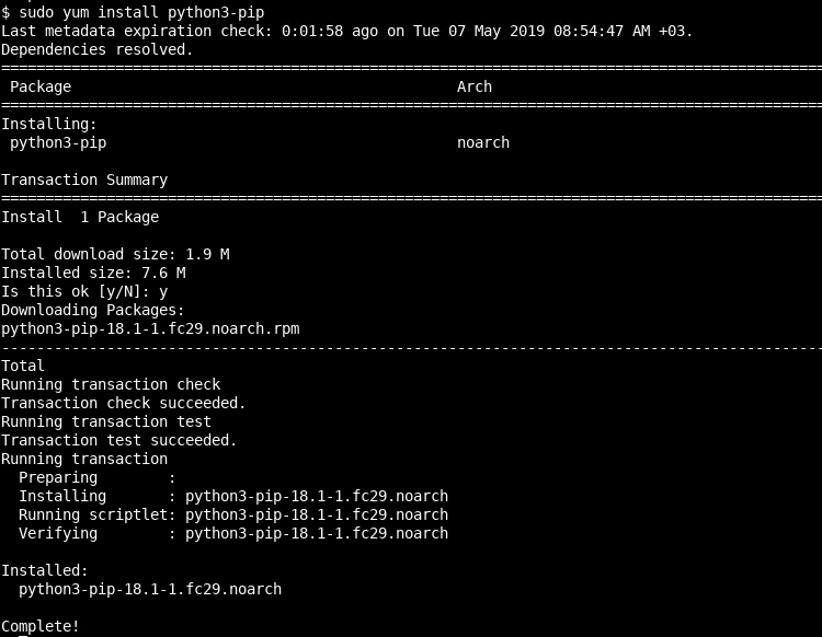 Install For Python 3 On Fedora, CentOS, RedHat