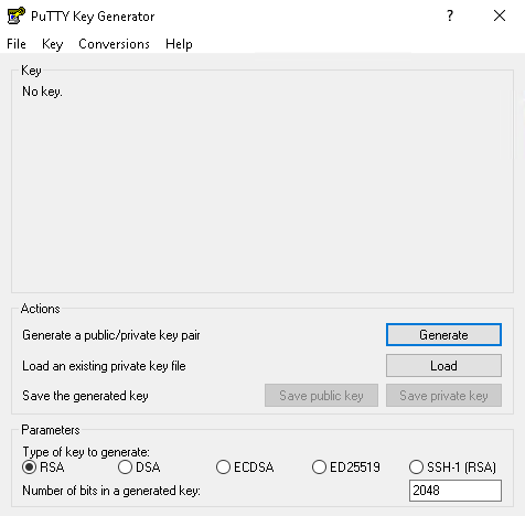 Create Key From puttygen GUI