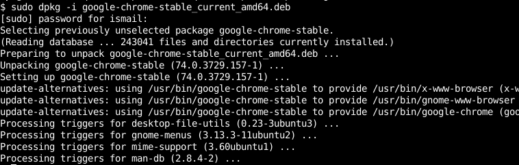 Install Google Chrome From Downloaded Deb Package