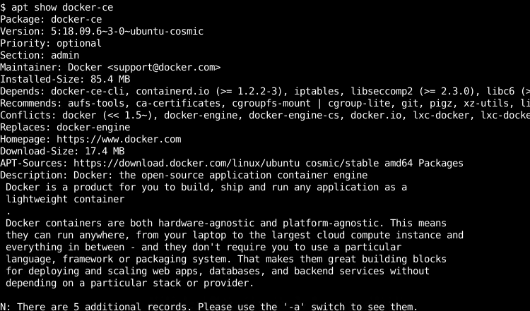 docker-ce Package Information