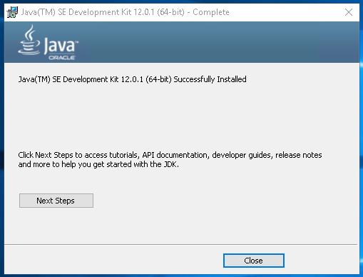 JDK Installation Completed
