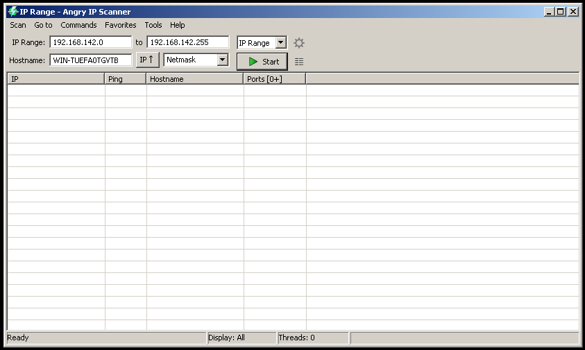 Angry IP Scanner Main Screen