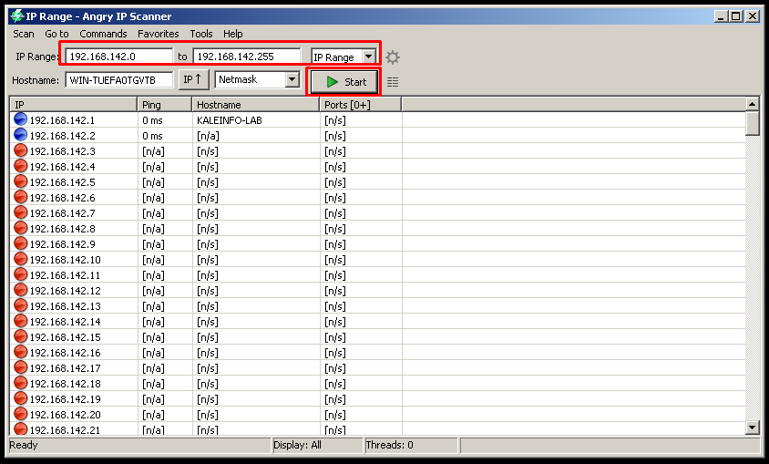 Specify IP Range and Start Scan