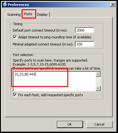 Specify Ports To Scan