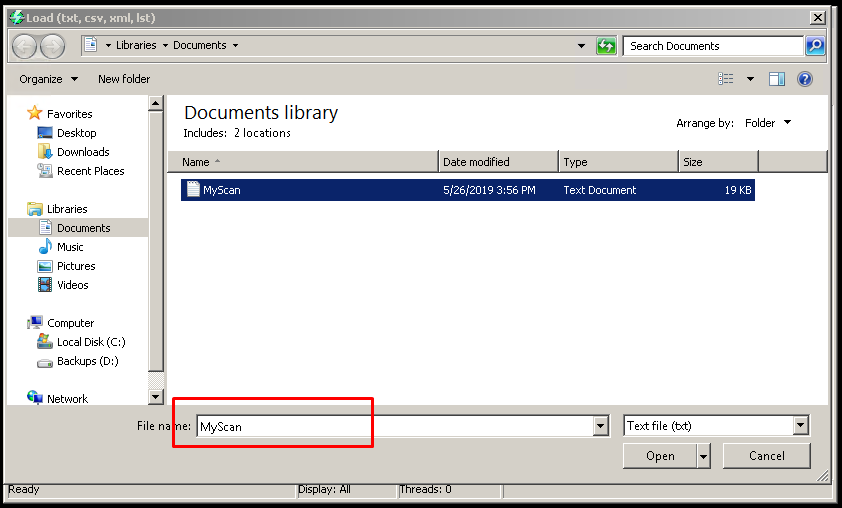 Load Scan Results From File