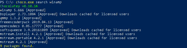 Search Packages, Programs with Chocolatey