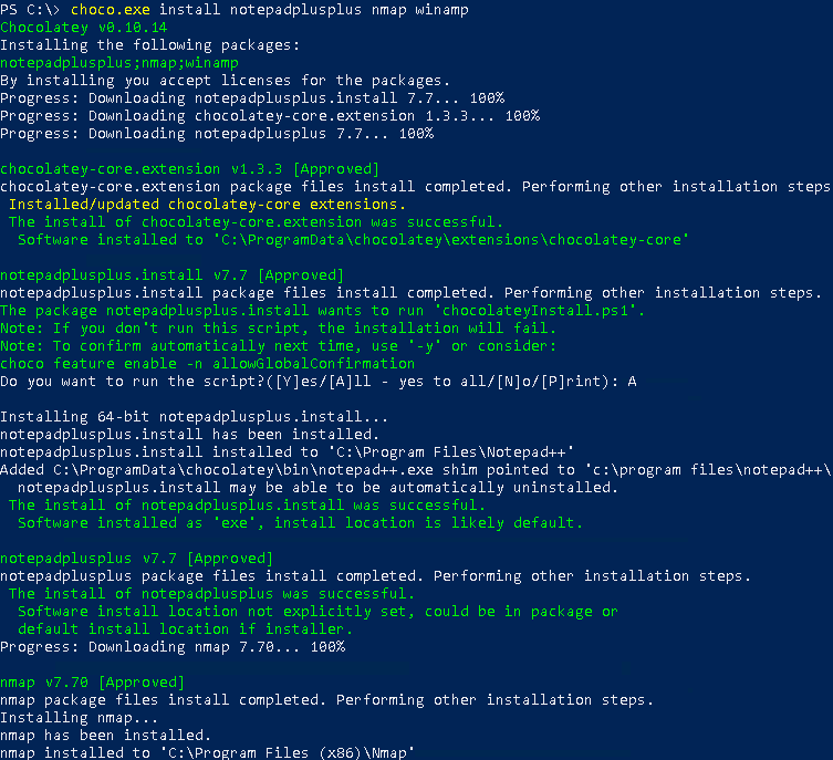 Install Multiple Packages, Programs with Chocolatey