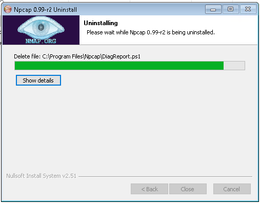 Uninstall Older Npcap