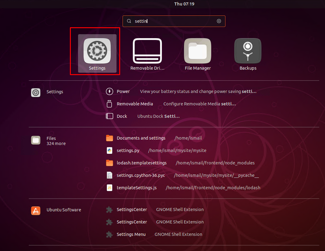 Open Settings