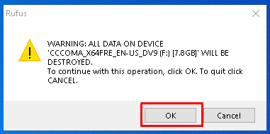 Rufus Destroy Warning