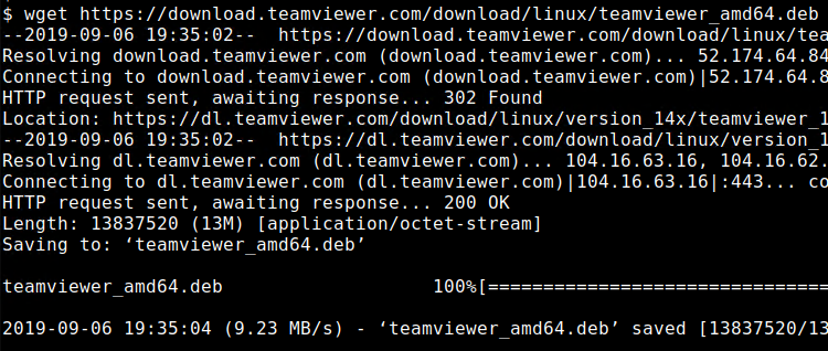 Download TeamViewer Deb with wget