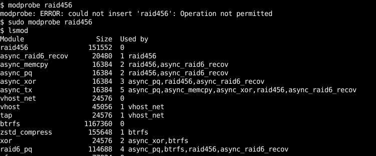 Load mdadm Kernel Module