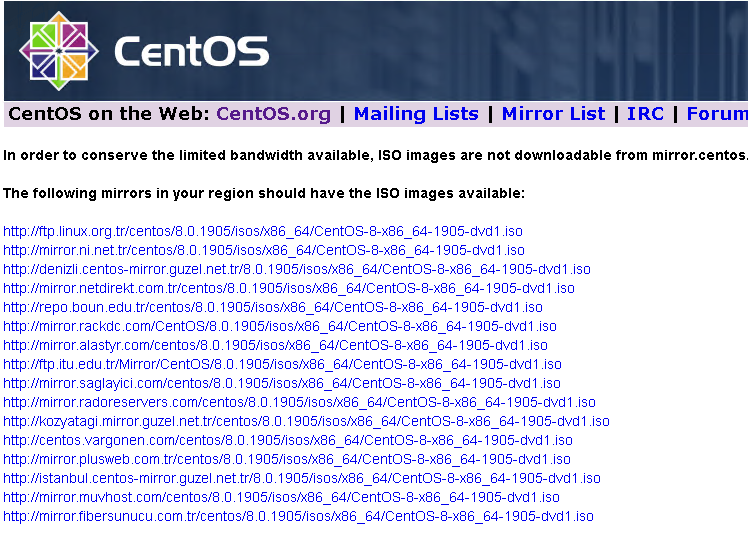 Download CentOS8