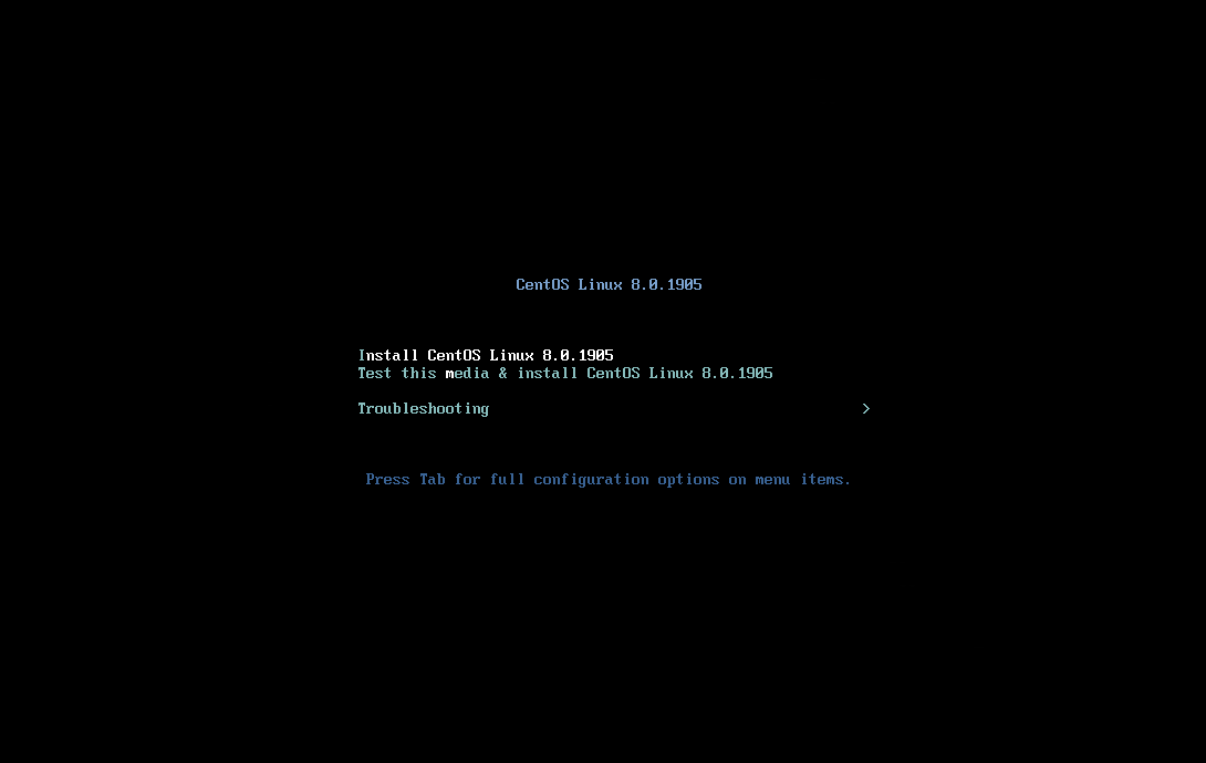 CentOS 8 Installation Screen