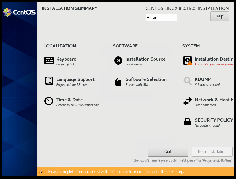 CentOS 8 Installation Configuration