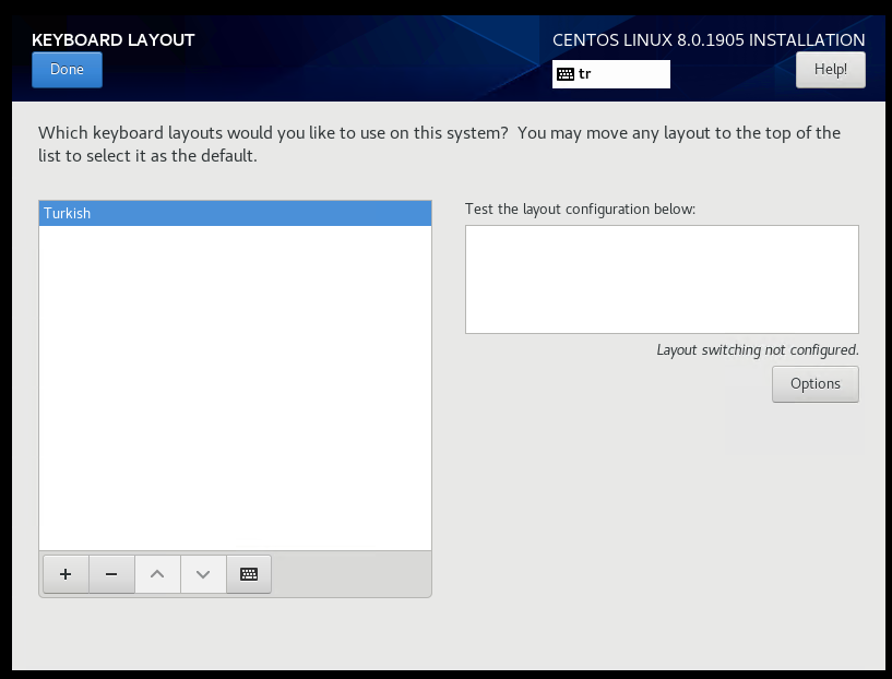 CentOS 8 Install Keyboard Layout