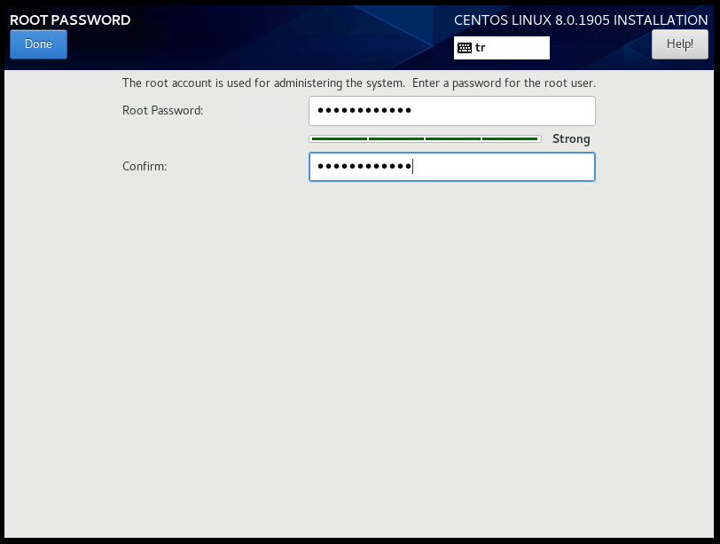 CentOS 8 Install Root Password