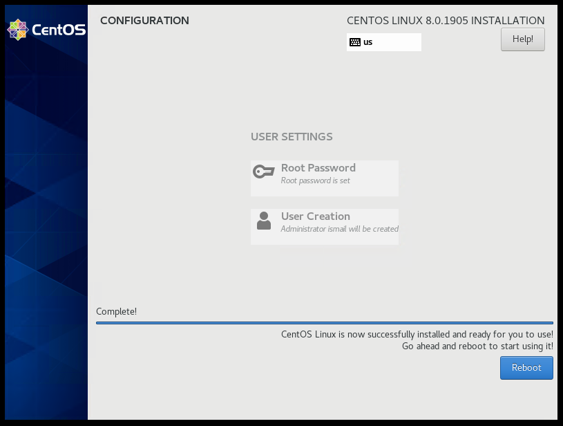 CentOS 8 Install Complete