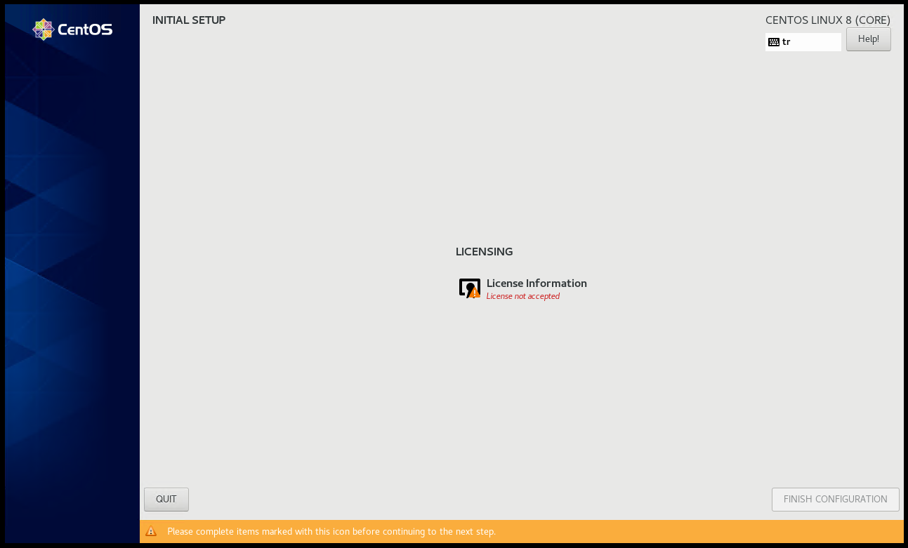 CentOS 8 Installation Initial Setup