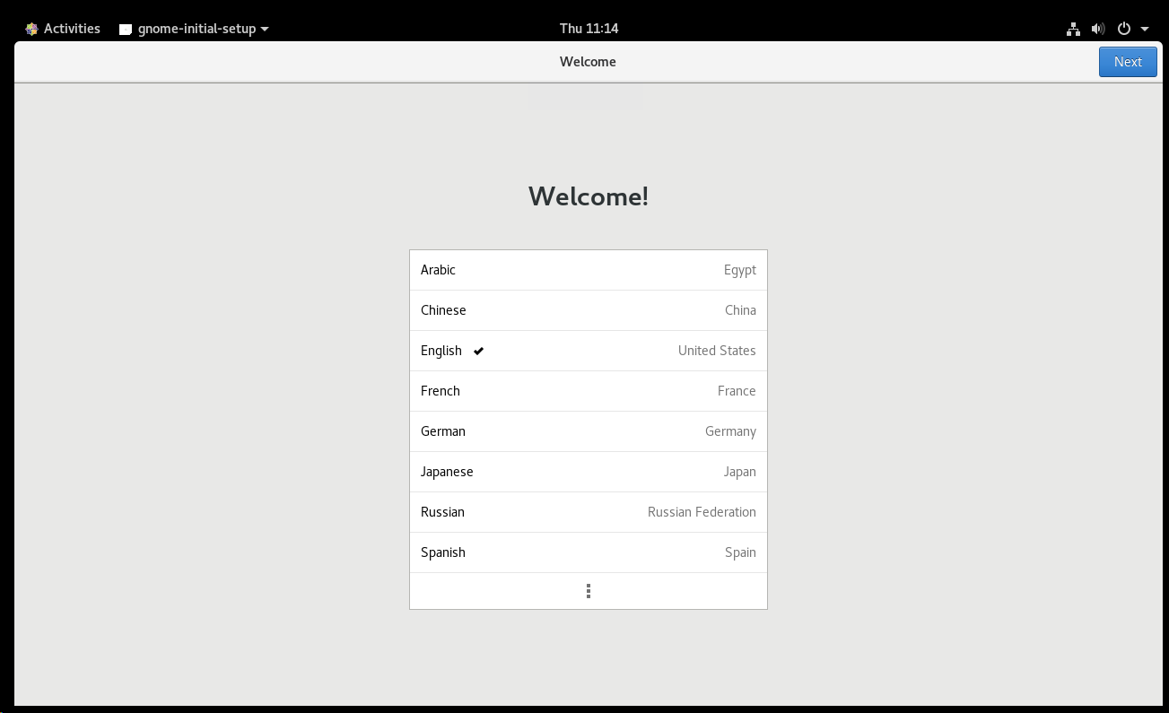 CentOS 8 Gnome Language