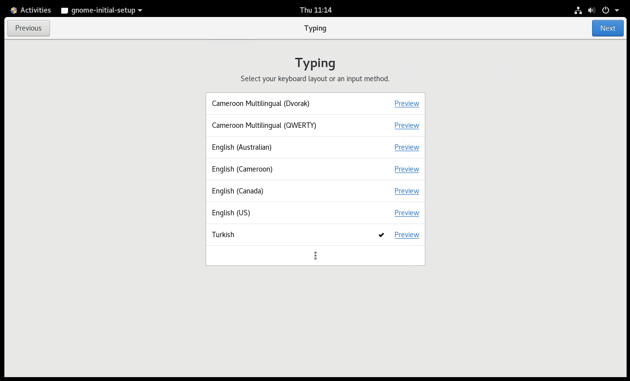 CentOS 8 Gnome Keyboard Layout