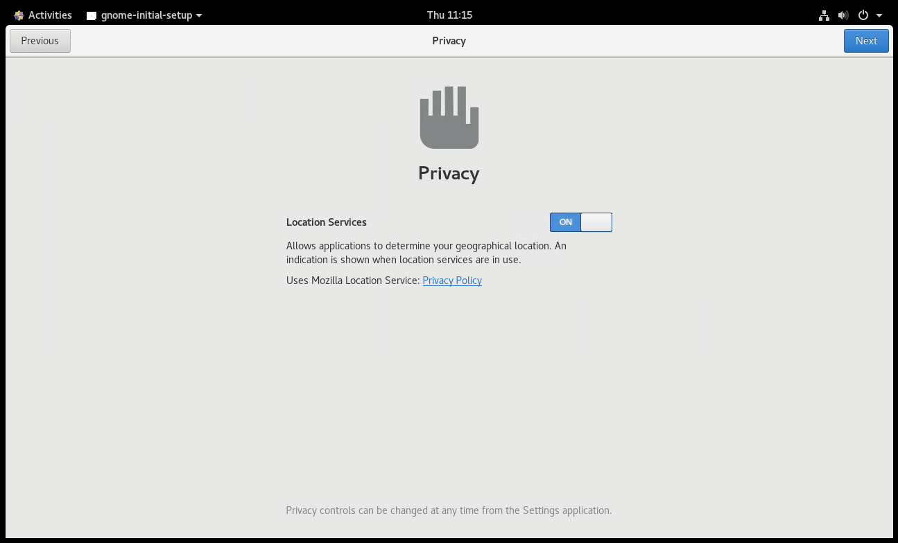 CentOS 8 Gnome Privacy